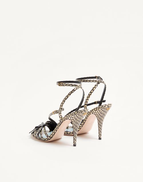 Valentino Garavani - Nodine Elaphe Sandal 100mm - Ivory/black - Woman - Sandals